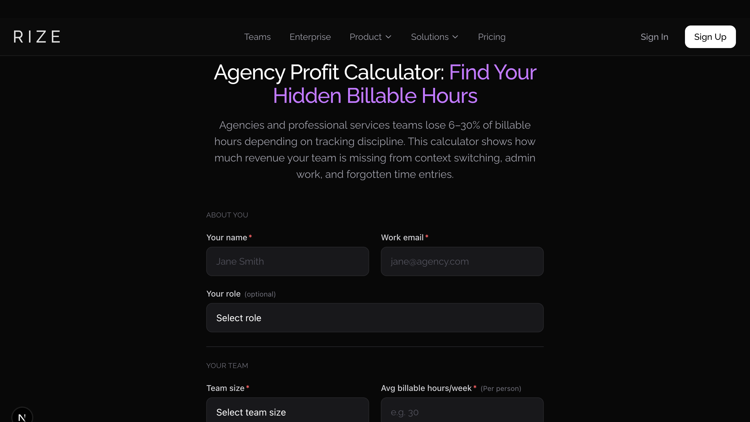 Team Profitability Calculator for Agencies